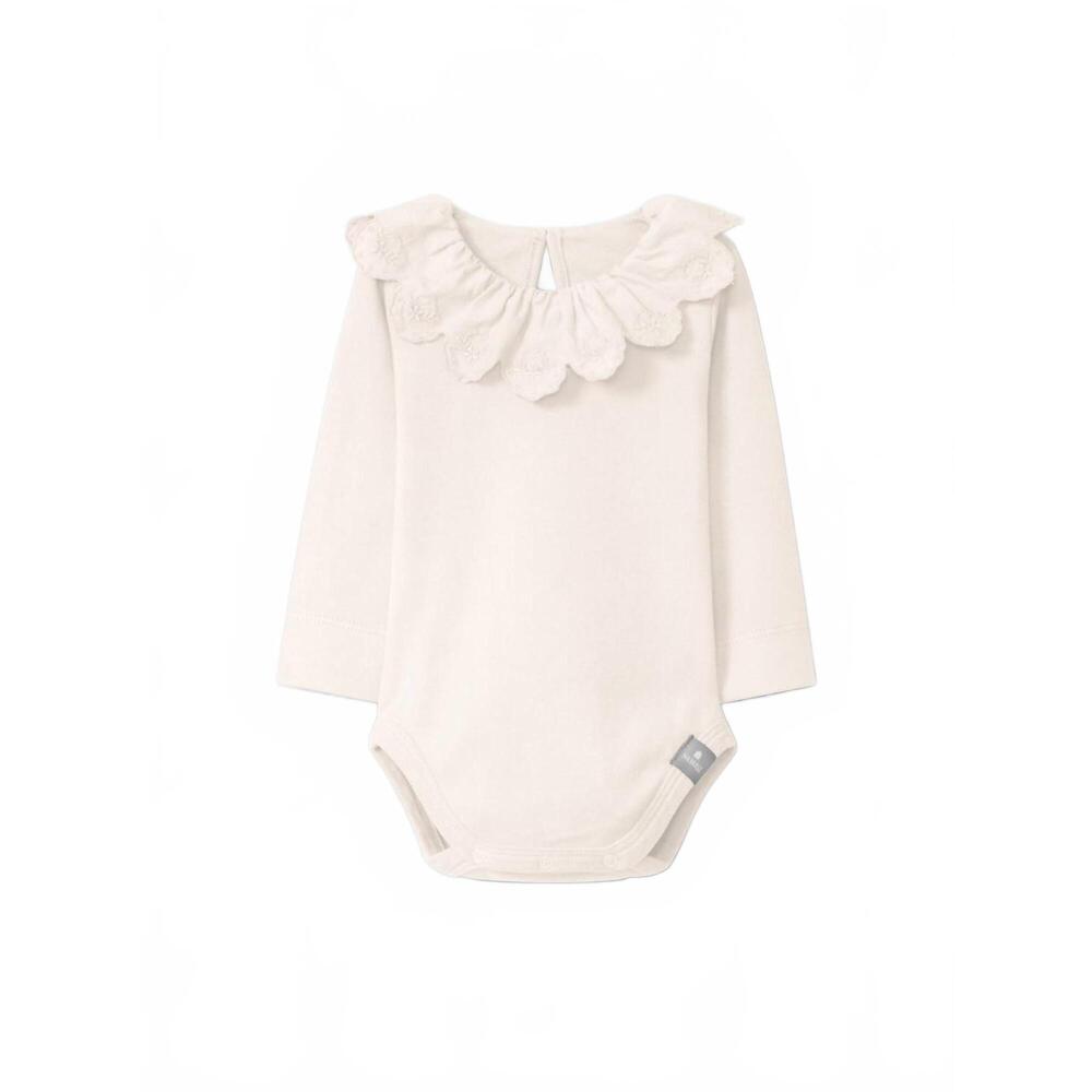 NEW SNUG girl's long sleeve onesie with scalloped collar in baby pink